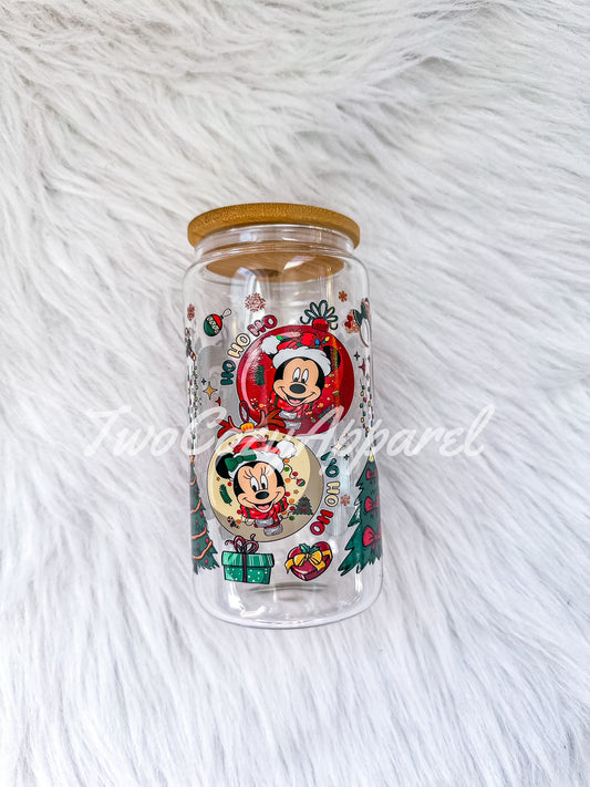 Mickey Ornament 16OZ Glass Cup