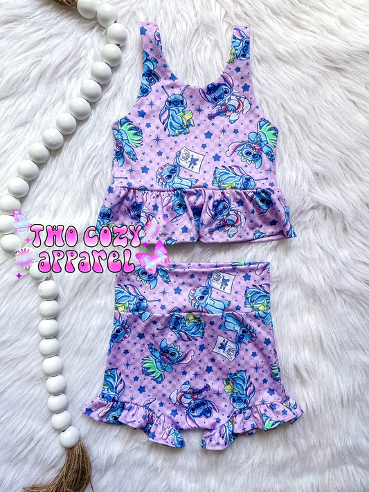 Paisley ruffle tank/Ruffle Bummie set